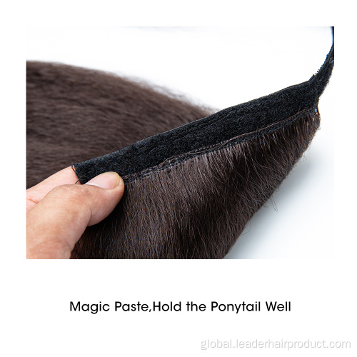 Synthetic Yaki Straight Ponytail Kinky Straight Wrap Around Hairpiece Synthetic Ponytails Manufactory